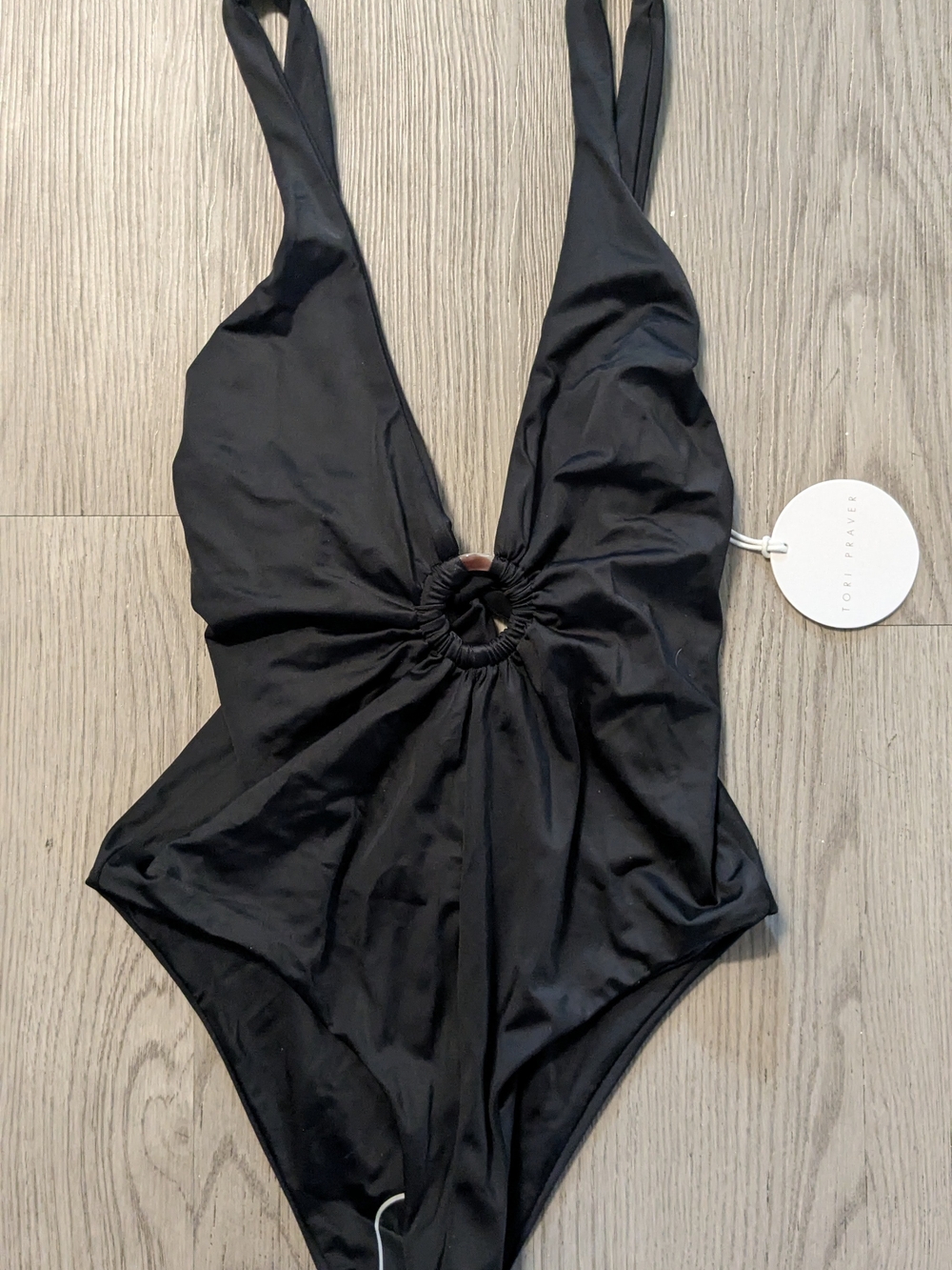Tori Praver Maxime Plunging Black One-Shoulder Swimsuit